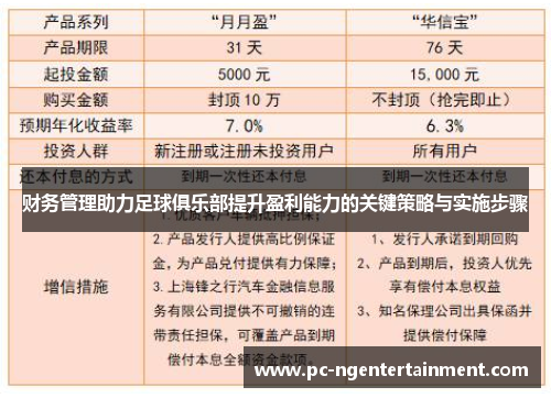 财务管理助力足球俱乐部提升盈利能力的关键策略与实施步骤
